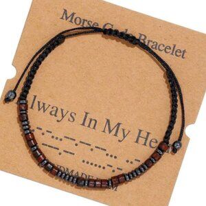 "Always in my Heart" Morse Code Bracelets w/Adjustable String Inspirational